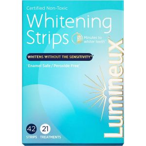 Lumineux Enamel-Safe & Peroxide-Free Teeth Whitening Strips, Dentist Formulated, 21 Pack