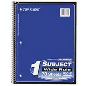 Top Flight Standards 1-Subject Notebook 70 Sheets Perforated Wide Rule Color May Vary (31306) - 09235350-f2a7-4ea1-a8f2-52eab997d114.0c9725188810c045d2feb7d470cd14d6.jpg
