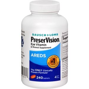 PreserVision AREDS Eye Vitamin & Mineral Supplement, Contains Vitamin C, A, E, Zinc & Copper, 240 Tablets