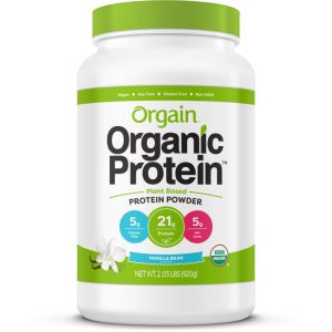 Orgain Organic Vegan 21g Protein Powder, Plant Based, Vanilla Bean 2.03lb