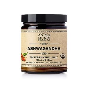 Anima Mundi Ashwagandha Powder - Pure Organic Ayurvedic Ginseng Root Extract Powder Supplement for Mood, Calming & Immune Support (4oz / 113g)