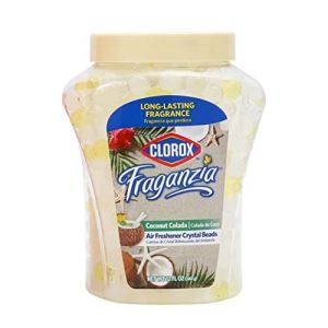 Clorox Fraganzia Air Freshener Crystal Beads Coconut Colada 12oz | Long-Lasting Air Freshener Beads 12 Ounces | Easy to Use Vented Jar Air Scent Beads