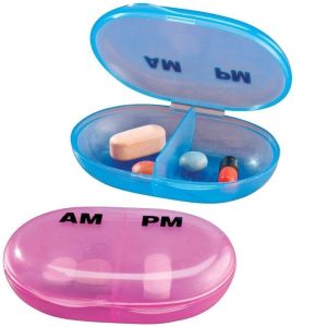 Carex Apex Am/Pm Plastic Med Pack, Daily Travel Pill Case, Holds up to 25 Tablets, 2 Count