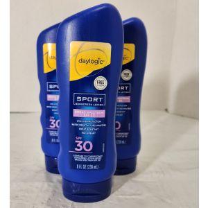 Sunscreen Lotion SPF 30 Broad Spectrum Sport Date 04/2026 Daylogic 8 Oz 3 Pack