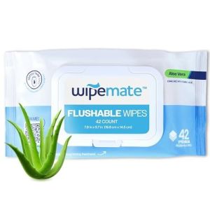 Wipemate ULTRA Flushable Butt Wipes, Soothing Vitamin E & Aloe, 99% Water, Aloe Vera Scent Premium Super Soft Hygiene Wipes, Septic & Sewer Safe, 1 Pr
