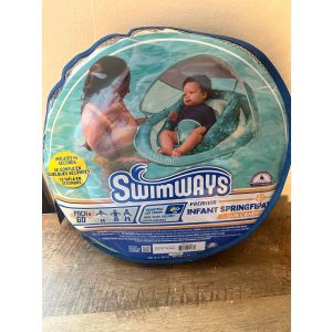 New SwimWays Infant Spring Float Pool Sun Canopy BLUE Swim Step 1 for 3-9 Months
