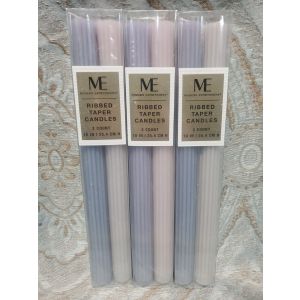 Modern Expressions 10 Ribbed Taper Candles, 2 Ct (X4) Candle Sticks NEW