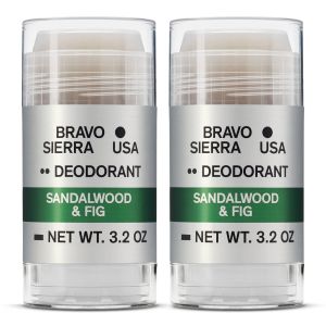 Aluminum-Free Natural Deodorant for Men by Bravo Sierra, 2-Pack - Long Lasting All-Day Odor and Sweat Protection - Sandalwood & Fig, 3.2 oz - Paraben-Free, Baking Soda Free, Vegan & Cruelty-Fr"