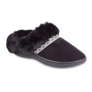 Isotoner Ladies Slippers with Memory Foam, Soft Skid-Resistant Soles - Black Medium