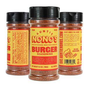 Auntie Nono’s Burger Seasoning, All-Natural Smoke Seasoning for Burgers, Steaks, Fries, Veggies, Pork, Grilling, BBQ, and Snacks, 6.5 oz.