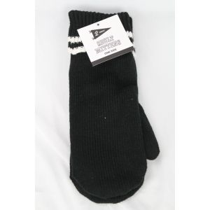 Adult Mittens Black White Stripe Gertex