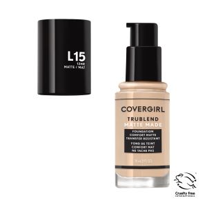 COVERGIRL TruBlend Matte Made Liquid Foundation, L15 Porcelain, 1 fl oz, Moisturizing Foundation"