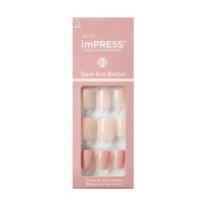 KISS imPRESS Bare but Better Press-on Nails, Simple Pleasure, 30 Count