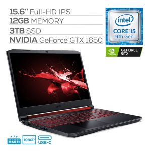 Acer Nitro 5 Gaming Laptop, 15.6 IPS Full HD, NVIDIA GTX 1650, Core i5-9300H up to 4.10 GHz, 12GB RAM, 3TB SSD, Backlit, RJ-45 Ethernet, Wi-Fi 6, USB-C, Win 10