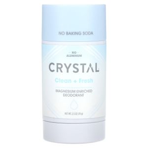 Crystal Magnesium Solid Stick Natural Deodorant, Non-Irritating Aluminum Free Deodorant for Men or Women, Safely and Effectively Fights Odor, Baking Soda Free, 2.5 oz Clean + Fresh (2.5 oz)