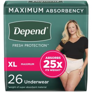Depend Fresh Protection Womens Incontinence & Postpartum Bladder Leak Underwear, XL, 26 Count