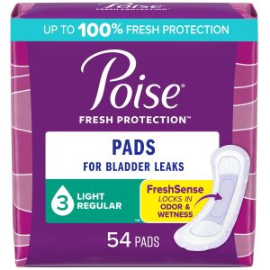 Poise Incontinence Pads for Women, 3 Drop Light Absorbency, Regular Length, 54 Count"