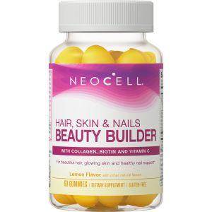 NeoCell Hair, Skin & Nails Beauty Builder, 3-in-1 Support Gummies; with Collagen, Biotin and Vitamin C; Gluten-Free; Lemon; 60 Gummies; 30 Servings"