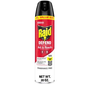 Raid Defend Ant & Roach Killer, Indoor Insecticide, Residual Killing Power, Fragrance Free, 20 oz"