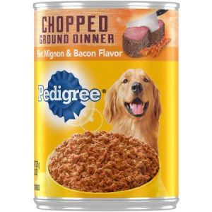PEDIGREE Adult Canned Wet Dog Food Chopped Ground Dinner Filet Mignon & Bacon Flavor, (12) 13.2 Oz. Cans