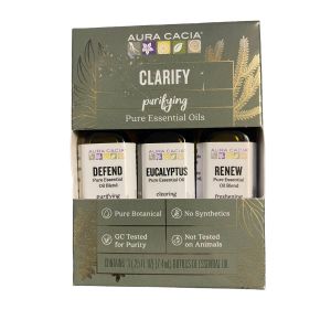 Aura Cache Essential Oils Clarify Purifying Trio Set - Defend, Eucalyptus, and Renew