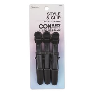 Conair Style & Clip Mega Hold Hair Clips for Thick Hair, Black, 3 Count