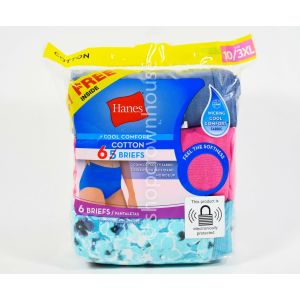 Hanes Women’s Tagless Cotton Brief Panties Size 10 (3XL), 5 + 1 Free Cool Comfort Underwear