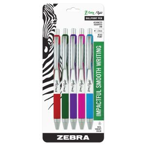 Z-Grip Flight Retractable Ballpoint 1.2mm Fashion Asst 5pk
