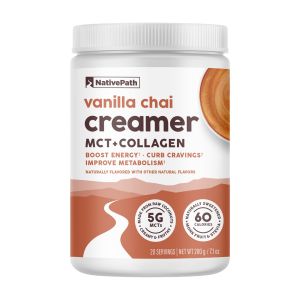 NativePath Keto Coffee Creamer Powder Vanilla Chai — Keto-Friendly, Non-Dairy & Low Sugar Creamer. Made with Grass-fed Collagen Protein Powder, MCT Oil & Monk Fruit. Soy & Gluten Free (7.1 OZ)