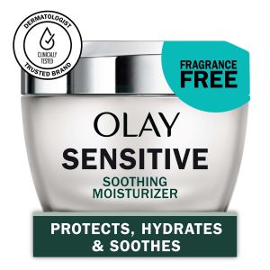 Olay Sensitive Face Moisturizer, Anti-Aging Soothing Cream, Fragrance-Free, 1.7 fl oz"