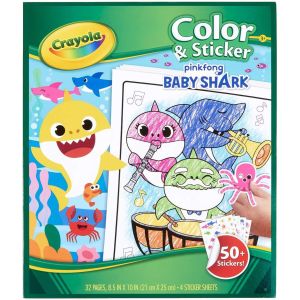 Crayola Baby Shark Coloring Pages & Stickers, 32 Pages, Child, Ages 3, 4, 5, 6, Unisex