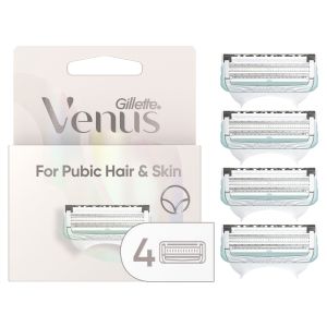 Gillette Venus for Pubic Hair and Skin, Women's Razor Blades, 4 Refills, White"