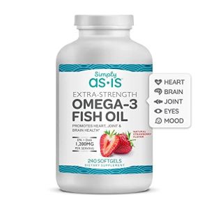 As-IS Simply Extra-Strength Omega-3 Fish Oil | 240 Softgels | Concentrated 1200mg EPA + DHA Fish Oil | Supports Heart, Joint & Brain Health