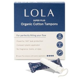 LOLA Organic Cotton Tampons, 8 Count - Super Plus Non-Toxic Tampons, Period Feminine Hygiene Products, HSA FSA Approved Products Feminine Care