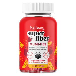 Bellway Super Fiber Gummies, Sugar Free Organic Fiber Supplement Gummies, Raspberry Lemon Flavor, 60 Gummies