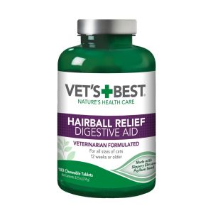 Vet’s Best Digestive Hairball Relief Aid for Cats - Herb Flavor- 180 Chewable Tablets