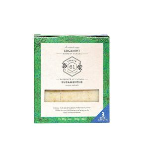 Crate 61 Eucamint (Eucalyptus & Peppermint) Soap 3 pack, 100% Vegan Cold Process, scented with premium essential oils, for men and women, face and body. ISO 9001 certified manufacturer