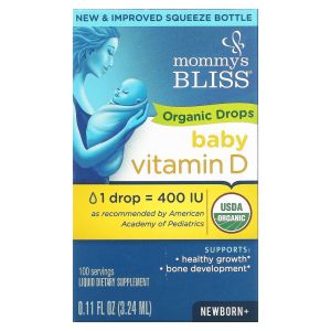 Vitamin D, Organic Drops, Newborn +, 0.11 fl oz (3.24 ml), Mommys Bliss