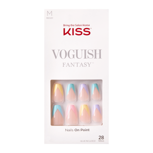 KISS Voguish Fantasy Fake Nails, Purple, Medium Coffin, Disco Ball, 28 Ct.