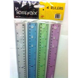 Wholesale Plastic Ruler - 12 - 4 Pack Assorted Colors(48x$0.86)