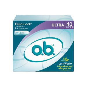 o.b. Original Applicator-Free Tampons, Ultra Absorbency, 40 Ct, Unscented, Less Plastic Waste