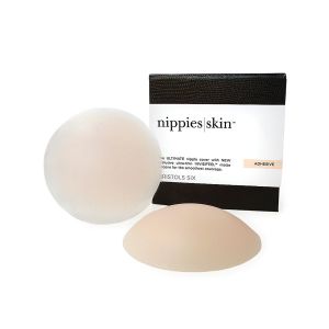 NIPPIES Nipple Covers for Women – Adhesive Silicone Pasties with Travel Box, Crème, Small
