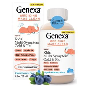 Genexa Kids Multi-Symptom Cold & Flu Childrens Liquid Cough & Chest Congestion Medicine, Expectorant Mucus Relief Cough Syrup for Kids 4-11, 4 fl oz
