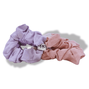 Lokks Hair Accessories, 2-Piece Scrunchies, Pink and Purple Pastel Colors