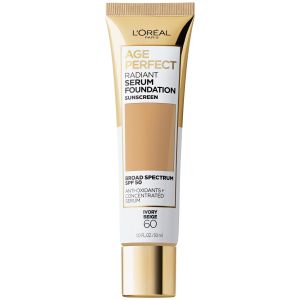 LOreal Paris Age Perfect Radiant Serum Foundation Makeup, 60 Ivory Beige, 1 fl oz