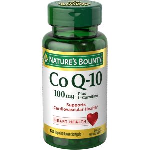 Natures Bounty CoQ10 100 mg + L-Carnitine Softgels for Heart Health, 60 Count