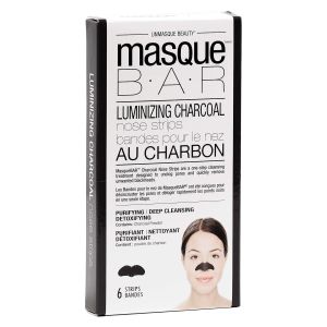masque BAR Luminizing Charcoal Peel-Off Nose Strips (6 Pack/Box) — Korean Skin Care Treatment —Unclogs Pores, Removes Unwanted Blackheads — Absorbs Impurities & Excess Oil, Detoxif