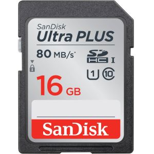 SanDisk Ultra PLUS UHS-1 16GB SD Card, Class 10