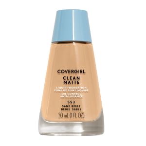 COVERGIRL Clean Matte Liquid Foundation, 553 Sand Beige, 1 fl oz