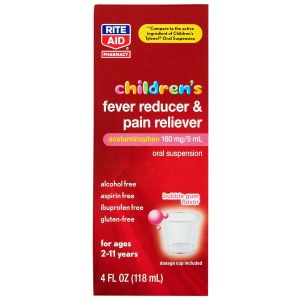 Rite Aid Childrens Fever Reducer & Pain Reliever, Bubble Gum, 160mg - 4 fl oz